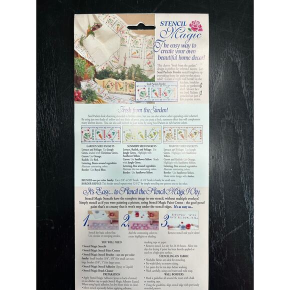 90s Vintage- Stencil Magic By Delta- Seed Packets Border No. 95 201 0012 NWT - Picture 3 of 5